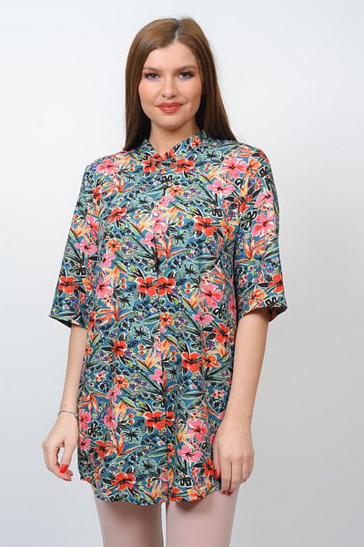TUSSE Cotton Crunchy Floral Woven Wide Cut Large Size Shirt
