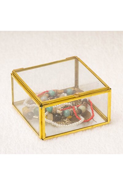 Ahşap Fikir Gold Mini Cam Kutu Organizer