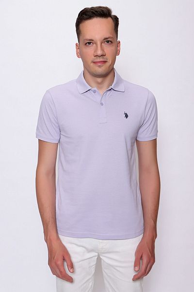 U.S. Polo Assn. Мъжка люлякова тениска с поло яка Basic 1350446