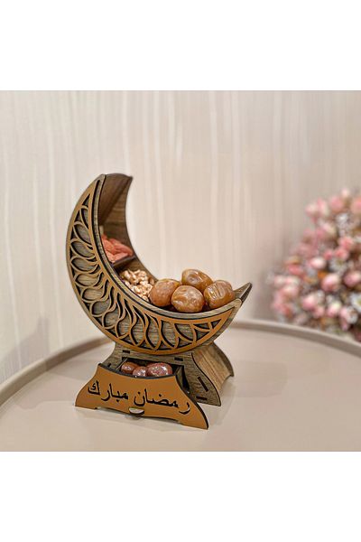 Mingitav Crescent Ramadan Bear Gift Decorative Presentation Holder Date Turkish Delight Bowl Snack Bowl Candy Bowl
