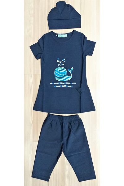 Adasea Παιδικό κοντό καλσόν με μισό μανίκι Pool Dark Navy Blue