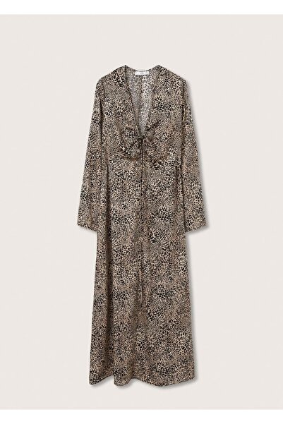 MANGO Woman Leopar Desenli Uzun Elbise