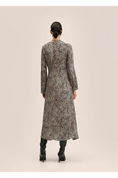 MANGO Woman Leopar Desenli Uzun Elbise