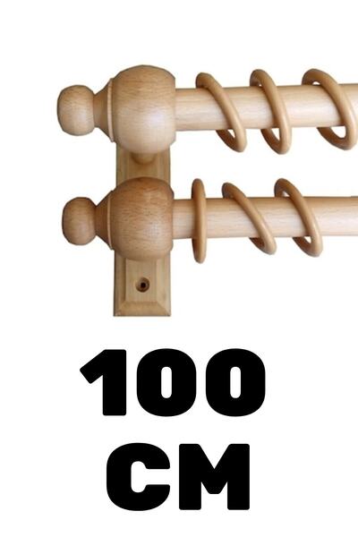 BBAWOODSHOP Ahşap Rustik - Perdelik - Perde Askısı - Ikili Askı - Açık Meşe -...