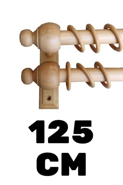 BBAWOODSHOP Ahşap Rustik - Perdelik - Perde Askısı - Ikili Askı - Açık Meşe -...