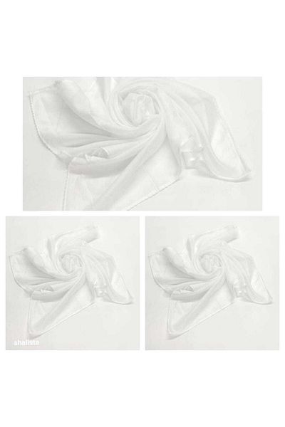 Shalista 3 Pieces of Inner Head Scarves - 100% Cotton - White 90x90