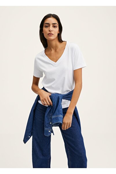 MANGO Casual βαμβακερό μπλουζάκι