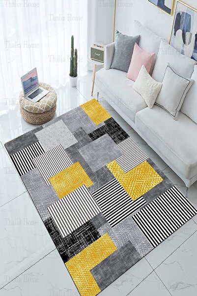Thalia Home Kaymaz Taban Dijital Baskı Yıkanabilir Salon Halısı Mutfak Halısı...