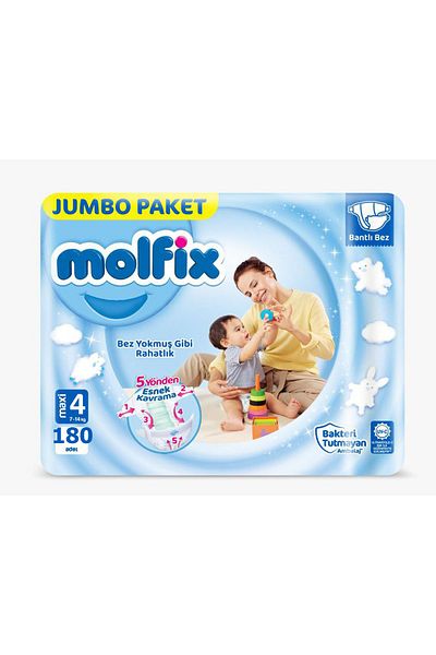 Molfix 3d Maxi 4 Size Jumbo 180 Pieces