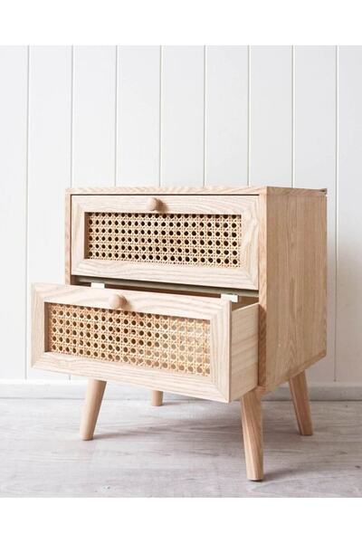 ŞafakMobilya Ahşap Çift Hazeran Çekmeceli Modern Komodin