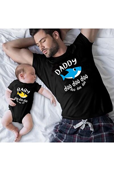 venüsdijital Ολόσωμο μπλουζάκι Daddy Baby Shark 3 Black (Αυτό είναι ένα μόνο ...