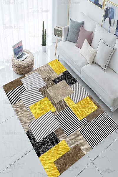 Thalia Home Kaymaz Taban Dijital Baskı Yıkanabilir Salon Halısı Mutfak Halısı...