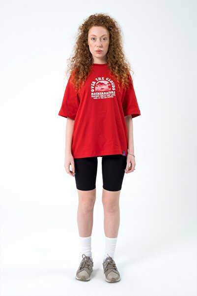 Eazy Co Eazy Red Cloud Unisex Extra Oversize εμπριμέ κοντομάνικο μπλουζάκι