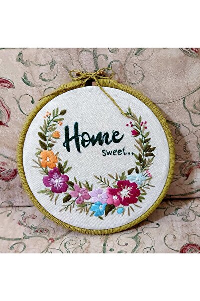 myyasminhome Kasnak Nakışı Ile İşlenmiş Dekoratif Pano %100 Handmade