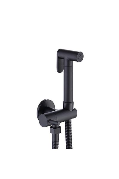 Fause Spiral Bidet Hand Shower Hanging Intermediate Faucet Set Black Set100-b