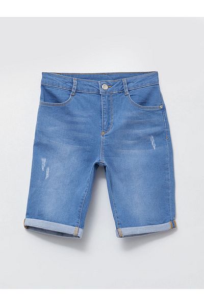 LC Waikiki Basic Cotton Girl's Jean Shorts