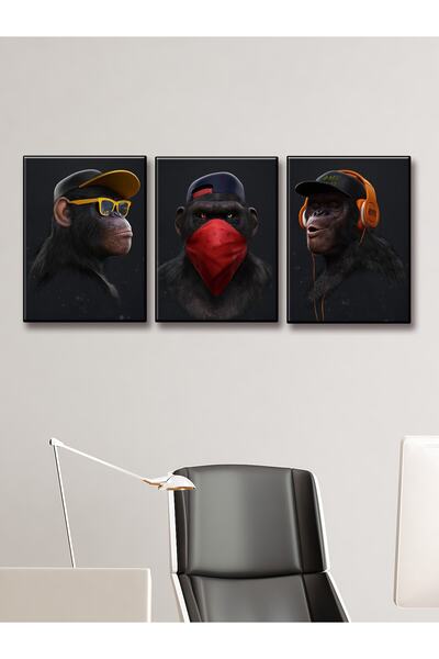 KEMSON Three Monkeys Uv Print Wall Painting I Have Not Seen I Have Not Heard I Don'T Know