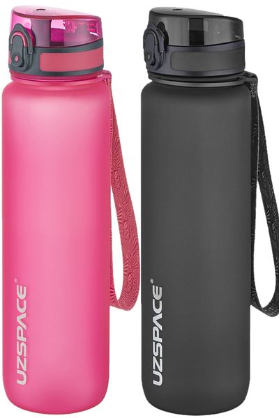 Uzspace 1000ml Tritan Water Bottle - Set of 2 1 Liter