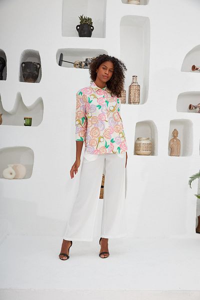 MİA NOURA Cămașă pentru femei, multicoloră, cu modele de fructe tropicale 1063
