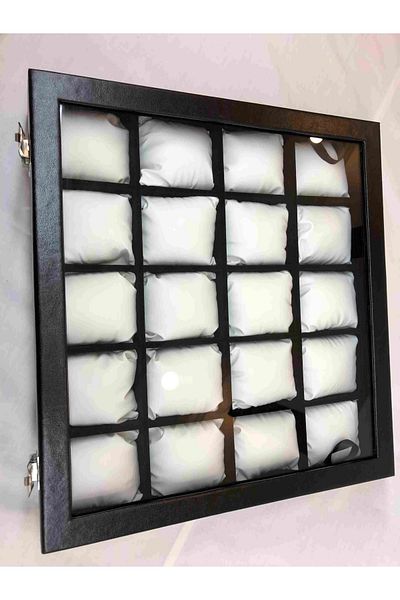 Kelepir Fırsatlar 20-Piece Visual Glass Lid Wooden Skeleton Faux Leather Covered Modern Stylish Special Watch Box