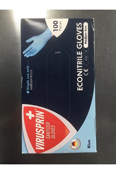 Virusprin Nitril Eldiven/100 Lü/mavi/muayene Eldiveni/pudrasız/vırusprın/eko ...