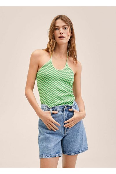 MANGO Woman Top din tricot cu carouri