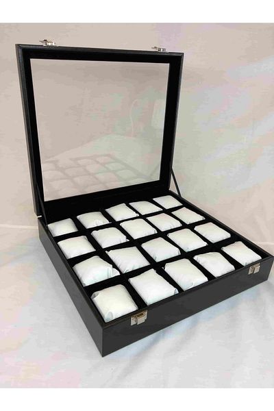 Kelepir Fırsatlar 20 Pieces Wristwatch Capacity Wooden Case Fully Handmade Padded Black Leather Covered Watch Box