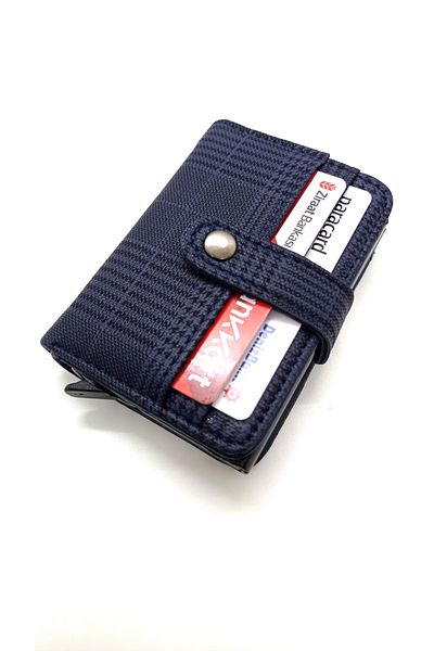MKM Plaid Placket Automatic Mechanism Card Holder And Wallet