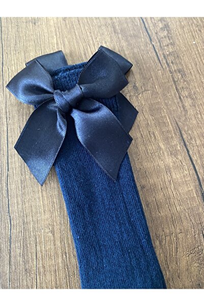 elifsdesign8 Navy Blue Ribbon Knee Socks