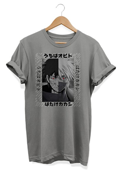 karikatürstore Uchiha Obito Hatake Kakashi Naruto Anime Baskılı Oversize Tişört