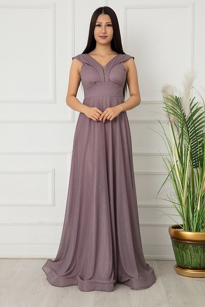 PULLIMM Glittery Tulle Long Evening Dress 13280