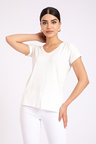 ModaPlaza Ženska majica sa V-izrezom Sa prorezom 2000