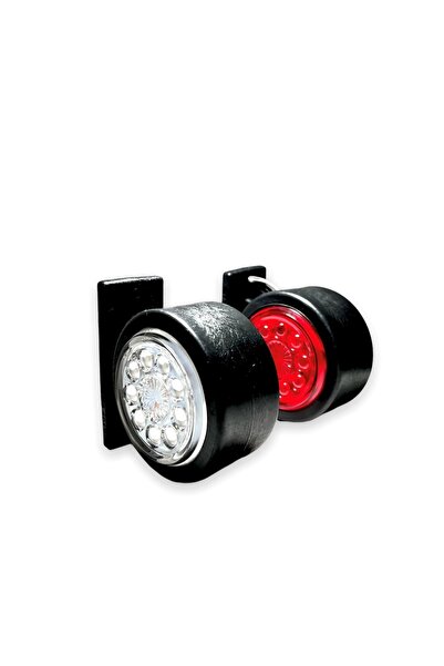 AHMET OTOMOTİV (2 Adet) Mercekli Takoz Lamba Kırmızı-beyaz 12v-24v