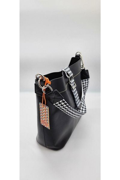 DSN Houndstooth Pattern Black Hand and Shoulder Bag