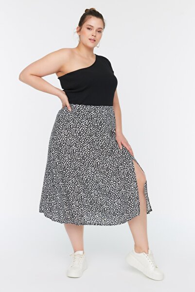Trendyol Curve Plus Size Skirt - Black - Midi