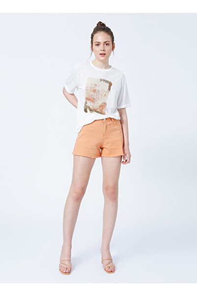 Fabrika Marissa Normal Bel Basic Düz Turuncu Kadın Şort