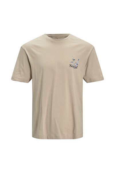 Jack & Jones 12205878_jorflows Tee Ss Crew Neck Bisiklet Yaka Relaxed εκτυπωμένο καφέ ανδρικό μπλουζάκι