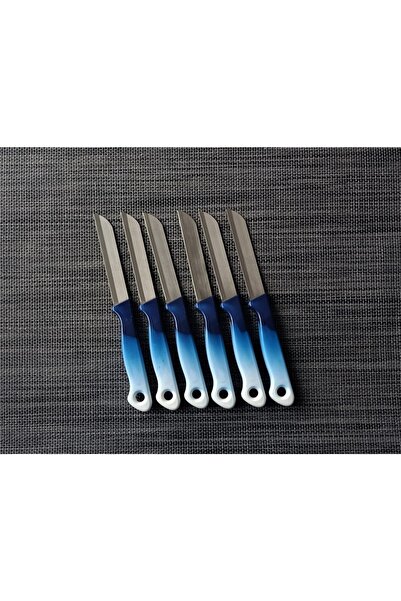 Solingen Meyve Sebze Bıçağı Ebruli Lacivert-beyaz 6'lı