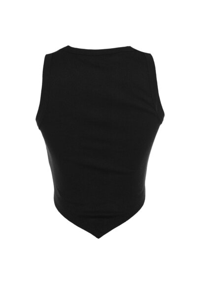 Trendyol Collection Czarny, asymetryczny, elastyczny, dzianinowy top typu Super Crop TWOSS22AL0065