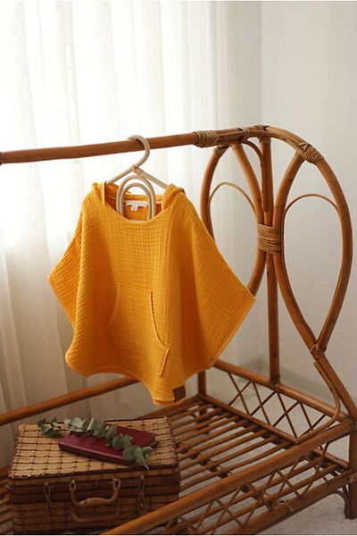 Mujo Baby&Kids 4 Layer Muslin Poncho 100% Organic Cotton Mustard