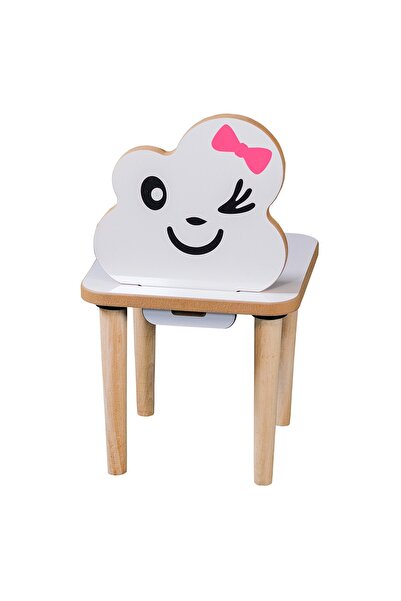 webkapinda Çocuk Sandalye Ahşap Çocuk Sandalyesi 1 Adet Pembe Sticker Ahşap K...