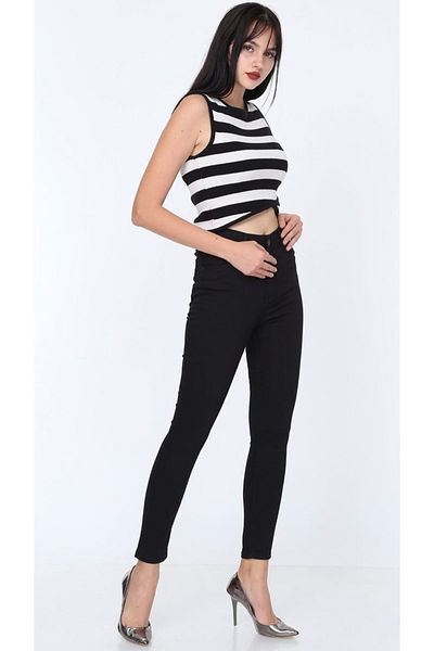 HACKER DENIM Non-Fading Black High Waist Skinny Jeans