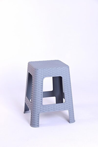 Tuffex Rattan Büyük Tabure Metalik Gri