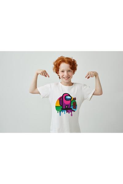 AMONG US Baskılı Beyaz Tshirt