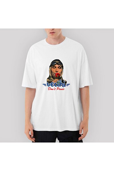 Z zepplin Tricou alb supradimensionat Vecihi Dont Panic