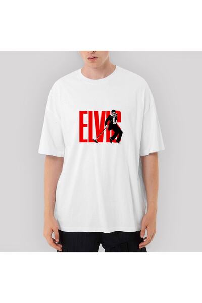 Z zepplin Tricou alb supradimensionat cu sigla Elvis