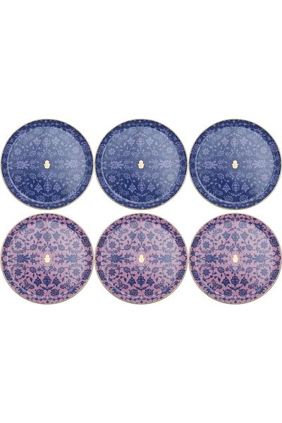 Porland Glamorous Navy Blue Pink Serving Plate 24cm 6 Pieces