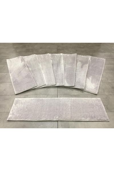 Bonny Home Gray Plush Stair Rug - Non-Slip Leather Based Step Mat (1 PC)