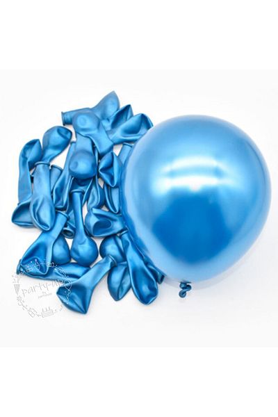 PARTİAVM Small Size Blue Chrome Balloon Bright Blue Color Balloon High Quality Mirrored Balloon 12,5cm (10 Pieces)