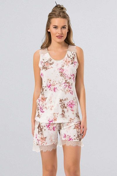 TÜREN Δαντελένιο λουράκι, Floral print, Γυναικείο Σετ σορτς